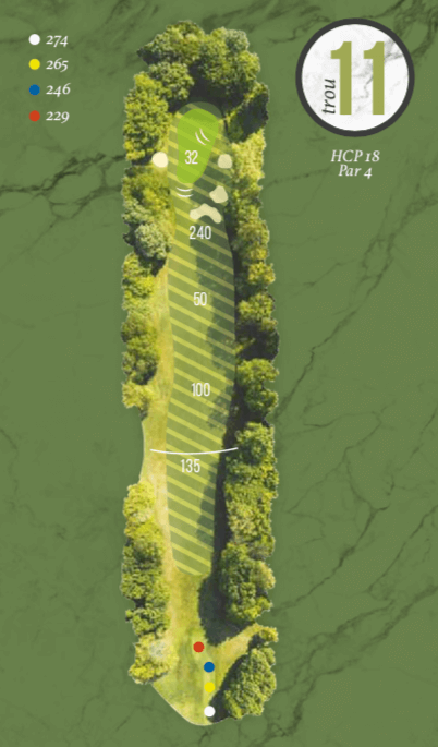 Plan du trou 11 du gold du Val de l'Indre à Villedieu-sur-Indre en région Centre-Val de Loire.