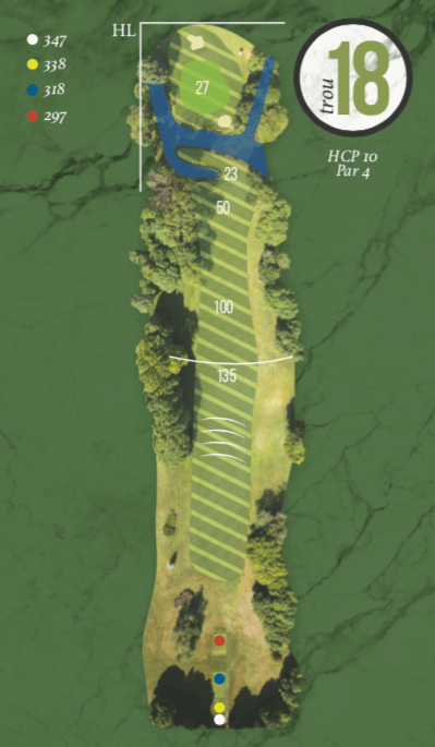 Plan du trou 18 du gold du Val de l'Indre à Villedieu-sur-Indre en région Centre-Val de Loire.