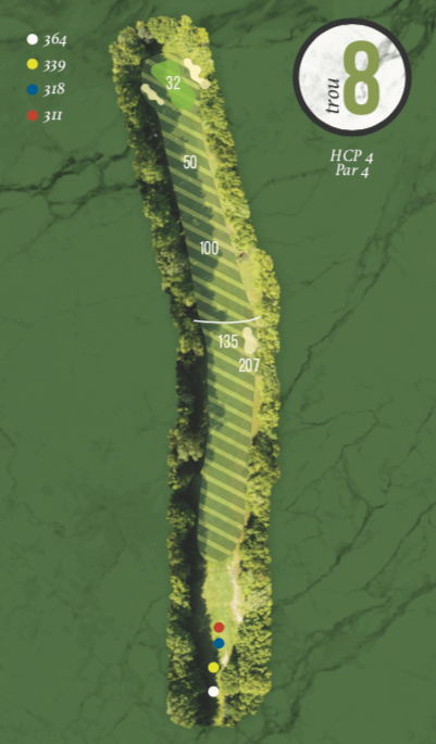 Plan du trou 8 du gold du Val de l'Indre à Villedieu-sur-Indre en région Centre-Val de Loire.